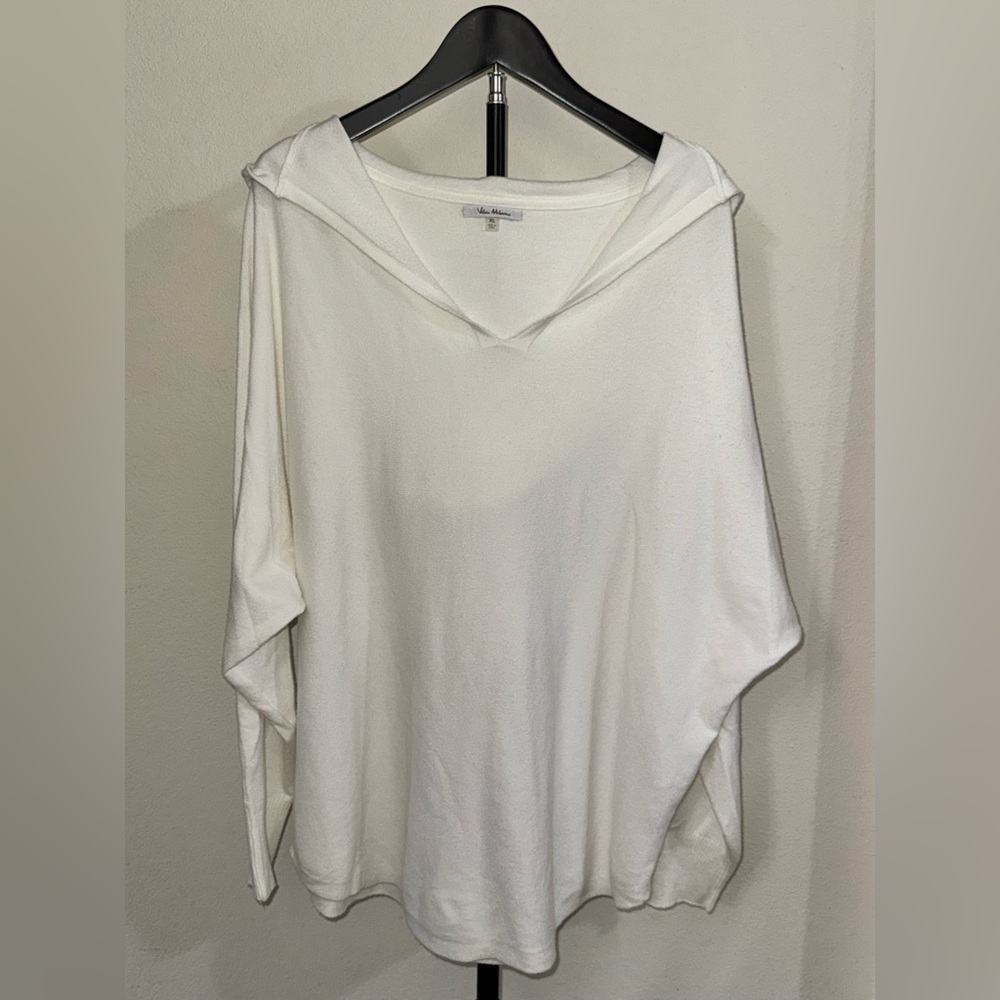White V-Neck Lightweight Hoodie